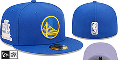 Warriors 6X NBA CHAMPS POP-SWEAT Royal-Lavender Fitted Hat by New Era