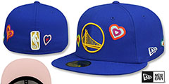 Warriors CHAIN STITCH HEARTS Royal Fitted Hat by New Era