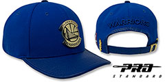 Warriors LOW-PRO GOLD METAL BADGE STRAPBACK Royal Hat by Pro Standard