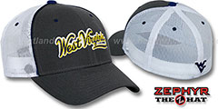 West Virgiia SCRIPT MESH Fitted Hat by Zephyr - Grey White