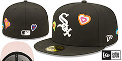 White Sox CHAIN STITCH HEARTS Black Fitted Hat by New Era