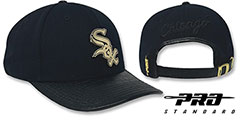 White Sox LOW-PRO GOLD METAL BADGE STRAPBACK Black Hat by Pro Standard