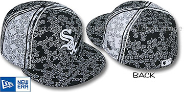 White Sox Sox-PJs FLOCKING PINWHEEL Black-White Fitted Hat by New Era