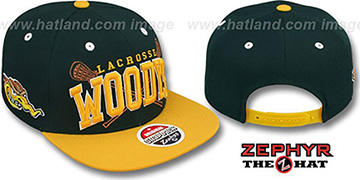 Woodys LACROSSE SUPER-ARCH SNAPBACK Green-Gold Hat by Zephyr