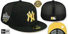 Yankees 1998 WS MESH-BACK SIDE-PATCH Black-Gold Fitted Hat by New Era