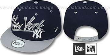 Yankees 2T MLB RETRO-WORD SNAPBACK Navy-Grey Adjustable Hat by New Era