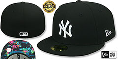 Yankees BLACK FLORAL-BOTTOM Black Fitted Hat by New Era