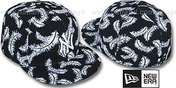 Yankees FEATHERS Black-White Fitted Hat by New Era