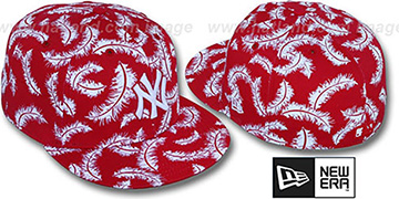 Yankees FEATHERS Red-White Fitted Hat by New Era