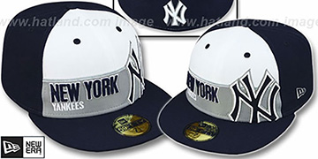 Yankees FOUL BALL White-Navy Fitted Hat by New Era