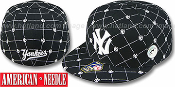 Yankees KINGSTON ALL-OVER Black-White Fitted Hat by American Needle