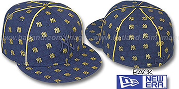 Yankees KWAN ALL-OVER FLOCKING Navy-Gold Fitted Hat by New Era