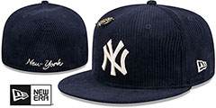 Yankees LETTERMAN PIN CORDUROY Navy Fitted Hat by New Era