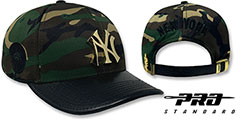 Yankees LOW-PRO GOLD METAL BADGE STRAPBACK Camo-Black Hat by Pro Standard