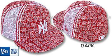 Yankees NY-PJs FLOCKING PINWHEEL Red-White Fitted Hat by New Era