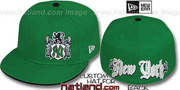 Yankees OLD ENGLISH SOUTHPAW Green-Black Fitted Hat by New Era