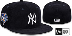 Yankees OLD SCHOOL CORDUROY SIDE-PATCH Navy Fitted Hat by New Era