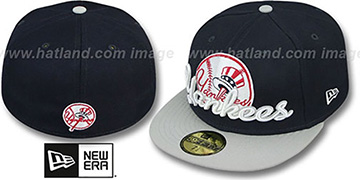 Yankees SCRIPT-PUNCH Navy-Grey Fitted Hat by New Era