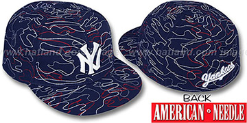 Yankees SILLY STRING ALL-OVER Navy Fitted Hat by American Needle