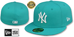 Yankees TEAM-BASIC Teal-White Fitted Hat by New Era