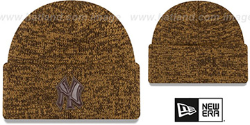 Yankees TONAL TRICK Brown-Wheat Knit Beanie Hat by New Era