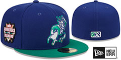 Yard Goats MILB MARVEL DEFENDERS SIDE-PATCH Royal-Green Fitted Hat by New Era