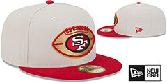 49ers 2024 HISTORIC SIDELINE Stone-Red Fitted Hat by New Era - 2nd View