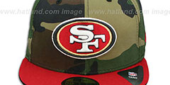 49ers 2T SPLIT NFL TEAM-BASIC Army-Red Fitted Hat by New Era - 2nd View