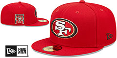 49ers BANNER SIDE-PATCH Red Fitted Hat by New Era - 2nd View