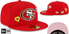 49ers CHAIN STITCH HEARTS Red Fitted Hat by New Era - 2nd View