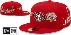 49ers HISTORIC CHAMPIONS Red Fitted Hat by New Era - 2nd View