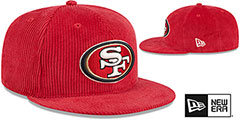 49ers LETTERMAN PIN CORDUROY Red Fitted Hat by New Era - 2nd View