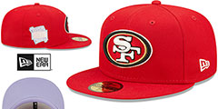 49ers SB XXIV POP-SWEAT Red-Lavender Fitted Hat by New Era - 2nd View