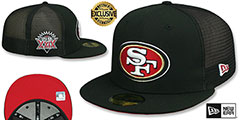 49ers SB XXIX MESH-BACK SIDE-PATCH Black-Red Fitted Hat by New Era - 2nd View