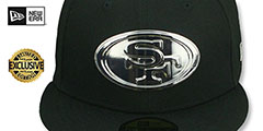 49ers SILVER METAL-BADGE Black Fitted Hat by New Era - 2nd View