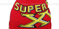 49ers SUPER BOWL XVI Red Knit Beanie Hat by New Era - 2nd View