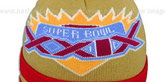 49ers SUPER BOWL XXIX Gold Knit Beanie Hat by New Era - 2nd View