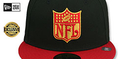 49ers THROWBACK NFL SHIELD-BASIC Black-Red Fitted Hat by New Era - 2nd View