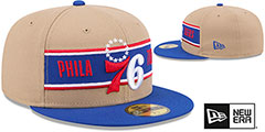 76ers 2024 NBA DRAFT Camel-Royal Fitted Hat by New Era - 2nd View