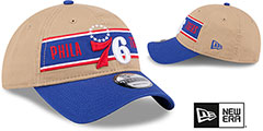 76ers 2024 NBA DRAFT STRAPBACK Camel-Royal Hat by New Era - 2nd View