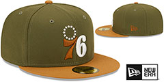 76ers 2T COLOR PACK Olive-Tan Fitted Hat by New Era - 2nd View