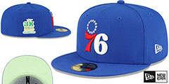 76ers 3X NBA CHAMPS CITRUS POP Royal-Green Fitted Hat by New Era - 2nd View