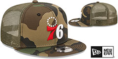 76ers ARMY CAMO TRUCKER Hat by New Era - 2nd View