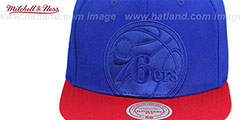 76ers CROPPED SATIN SNAPBACK Royal-Red Adjustable Hat by Mitchell and Ness - 2nd View