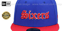 76ers GOTHIC TEAM-BASIC Royal-Red Fitted Hat by New Era - 2nd View