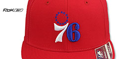 76ers JULIUS ERVING SWINGMAN Red-Royal Fitted Hat by Reebok - 2nd View