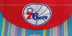 76ers NATIVE-STRIPE SNAPBACK Red Hat by Mitchell and Ness - 2nd View