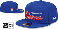 76ers SCRIPT-UP SNAPBACK Royal Hat by New Era - 2nd View