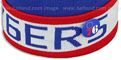 76ers THE-BUTTON Knit Beanie Hat by Michell and Ness - 2nd View