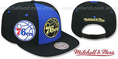 76ers TRIPLE STACK SNAPBACK Royal-Black Hat by Mitchell and Ness - 2nd View